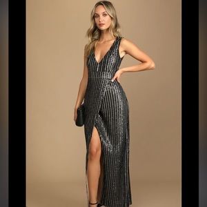 Lulus Unforgettable Elegance Black Sequin Sleeveless Maxi Dress